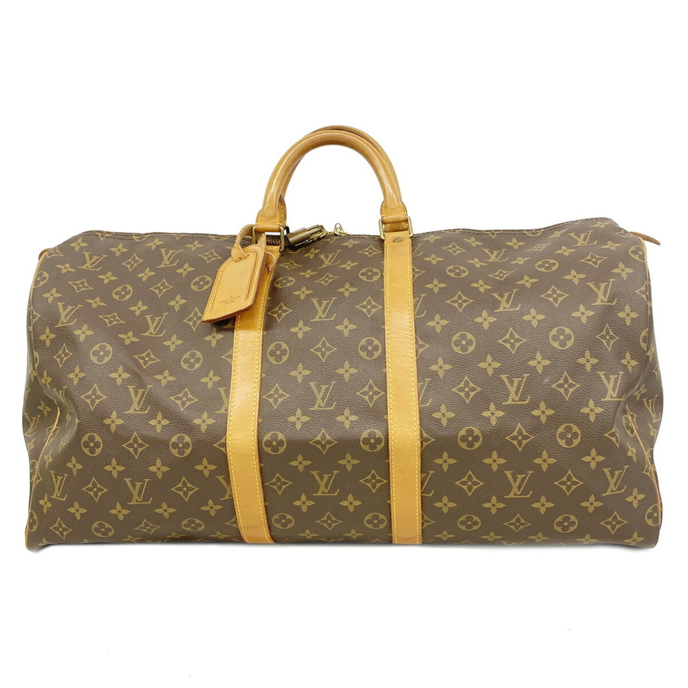 LOUIS VUITTON Authentic Brown Monogram Keepall 55 Boston Bag